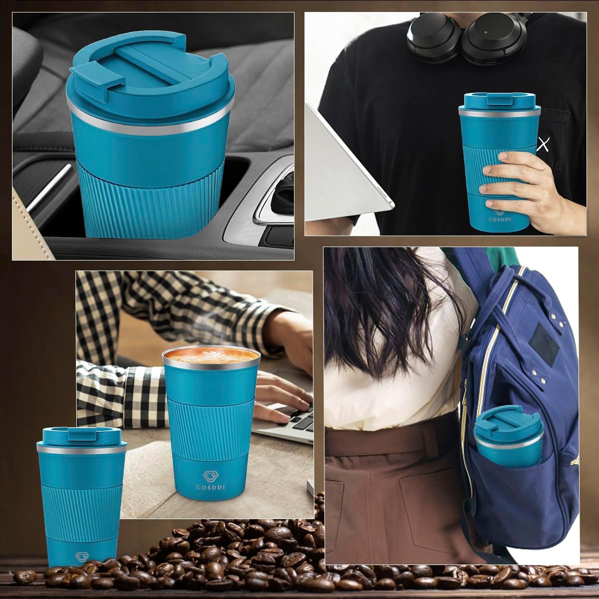CS COSDDI 12 oz Coffee mug - Stainless Steel Coffee Cup with Leakproof Lid | Stainless Steel Double-wall insulation, 6-Hour Heat Retention, 360°Leak proof, BPA-free, Reusable And To Go Coffee Mug