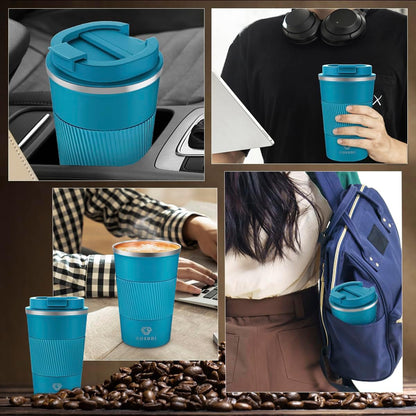 CS COSDDI 12 oz Coffee mug - Stainless Steel Coffee Cup with Leakproof Lid | Stainless Steel Double-wall insulation, 6-Hour Heat Retention, 360°Leak proof, BPA-free, Reusable And To Go Coffee Mug