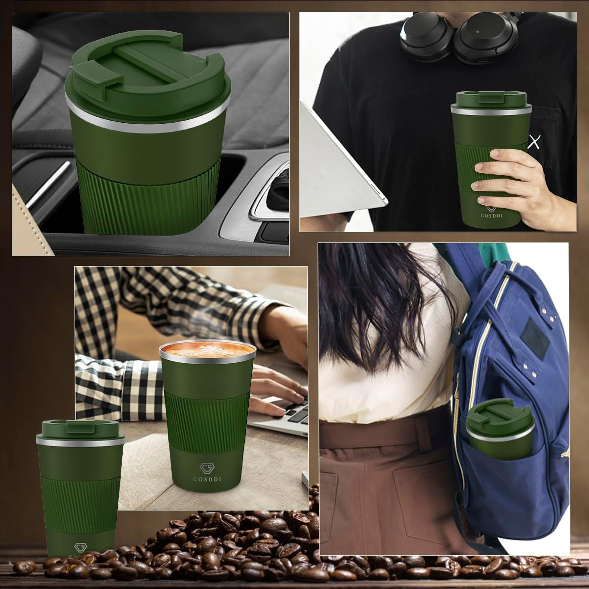 CS COSDDI 12 oz Coffee mug - Stainless Steel Coffee Cup with Leakproof Lid | Stainless Steel Double-wall insulation, 6-Hour Heat Retention, 360°Leak proof, BPA-free, Reusable And To Go Coffee Mug