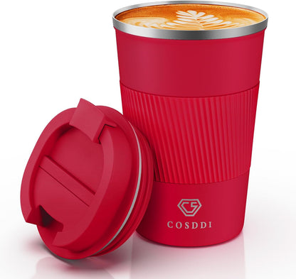 CS COSDDI 12 oz Coffee mug - Stainless Steel Coffee Cup with Leakproof Lid | Stainless Steel Double-wall insulation, 6-Hour Heat Retention, 360°Leak proof, BPA-free, Reusable And To Go Coffee Mug