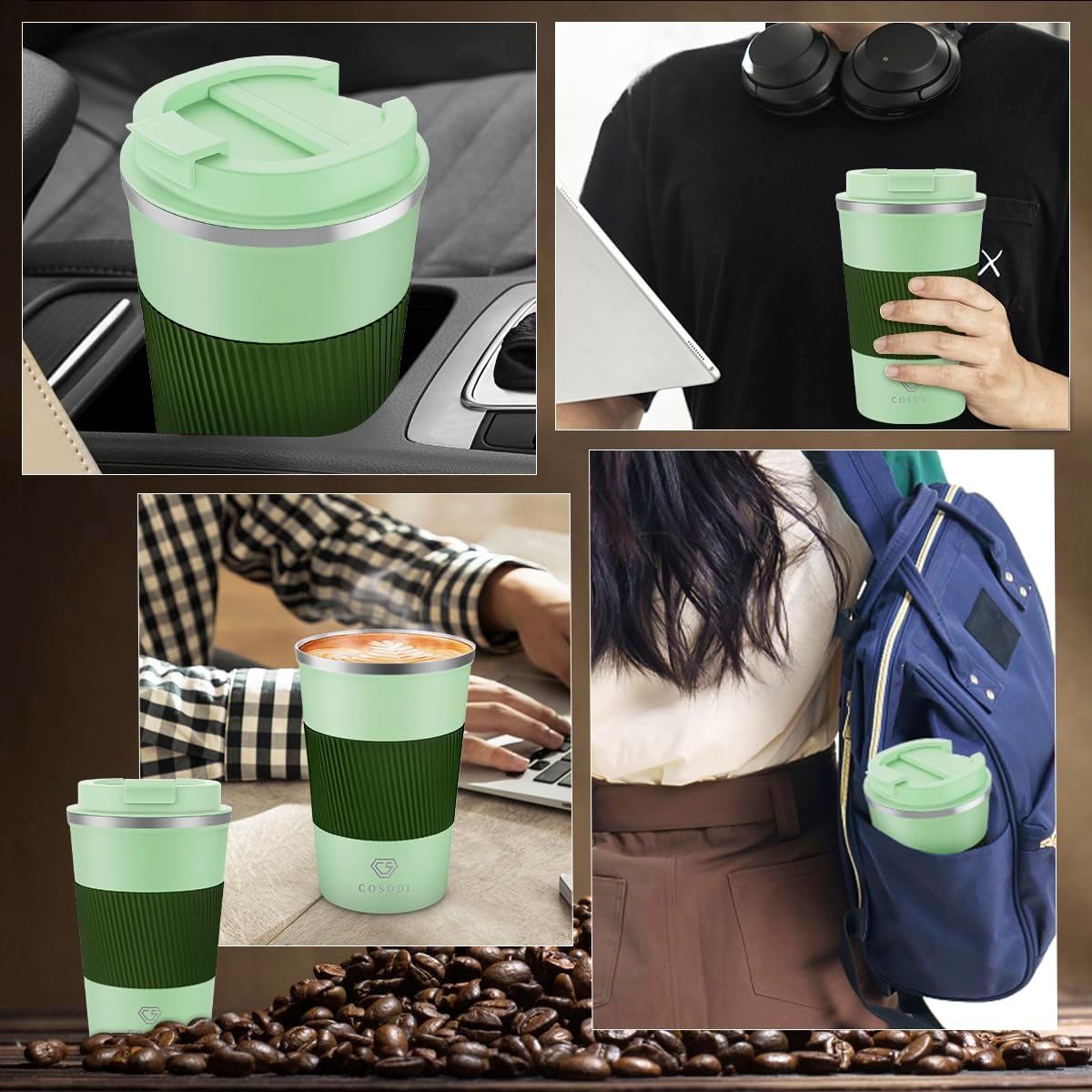 CS COSDDI 12 oz Coffee mug - Stainless Steel Coffee Cup with Leakproof Lid | Stainless Steel Double-wall insulation, 6-Hour Heat Retention, 360°Leak proof, BPA-free, Reusable And To Go Coffee Mug
