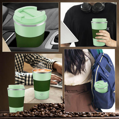 CS COSDDI 12 oz Coffee mug - Stainless Steel Coffee Cup with Leakproof Lid | Stainless Steel Double-wall insulation, 6-Hour Heat Retention, 360°Leak proof, BPA-free, Reusable And To Go Coffee Mug