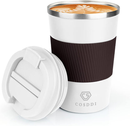 CS COSDDI 12 oz Coffee mug - Stainless Steel Coffee Cup with Leakproof Lid | Stainless Steel Double-wall insulation, 6-Hour Heat Retention, 360°Leak proof, BPA-free, Reusable And To Go Coffee Mug