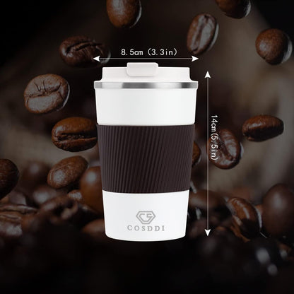 CS COSDDI 12 oz Coffee mug - Stainless Steel Coffee Cup with Leakproof Lid | Stainless Steel Double-wall insulation, 6-Hour Heat Retention, 360°Leak proof, BPA-free, Reusable And To Go Coffee Mug