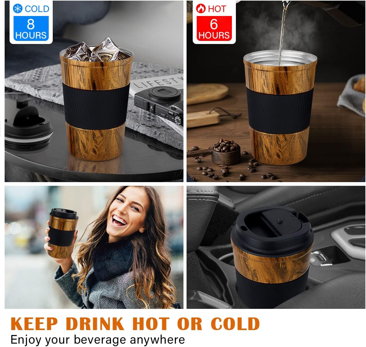 CS COSDDI 12 oz Coffee mug - Stainless Steel Coffee Cup with Leakproof Lid | Stainless Steel Double-wall insulation, 6-Hour Heat Retention, 360°Leak proof, BPA-free, Reusable And To Go Coffee Mug
