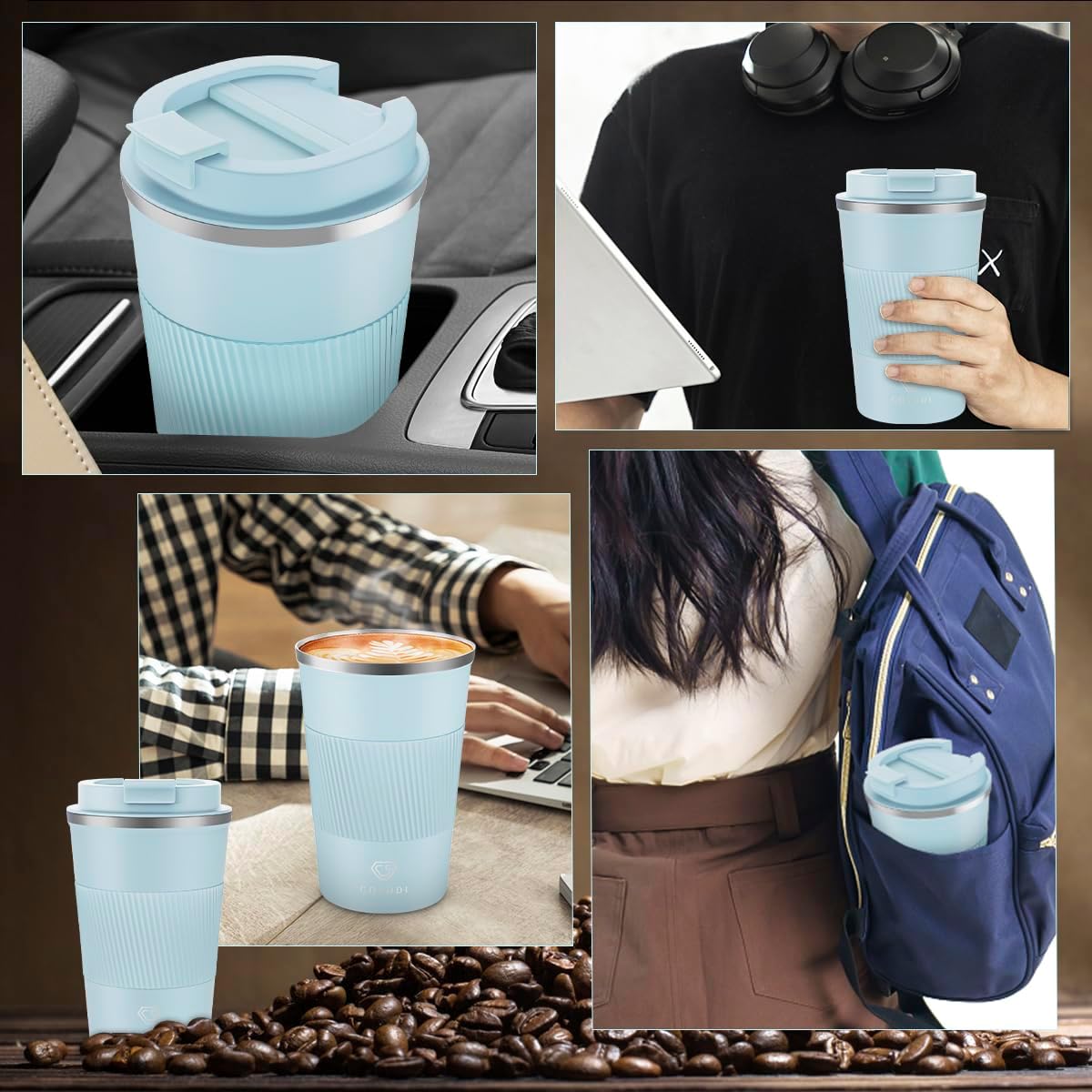CS COSDDI 12 oz Coffee mug - Stainless Steel Coffee Cup with Leakproof Lid | Stainless Steel Double-wall insulation, 6-Hour Heat Retention, 360°Leak proof, BPA-free, Reusable And To Go Coffee Mug