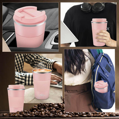 CS COSDDI 12 oz Coffee mug - Stainless Steel Coffee Cup with Leakproof Lid | Stainless Steel Double-wall insulation, 6-Hour Heat Retention, 360°Leak proof, BPA-free, Reusable And To Go Coffee Mug
