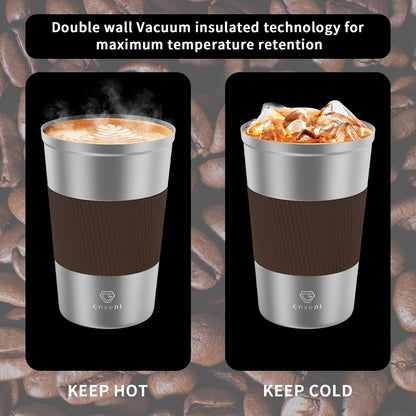 CS COSDDI 12 oz Coffee mug - Stainless Steel Coffee Cup with Leakproof Lid | Stainless Steel Double-wall insulation, 6-Hour Heat Retention, 360°Leak proof, BPA-free, Reusable And To Go Coffee Mug