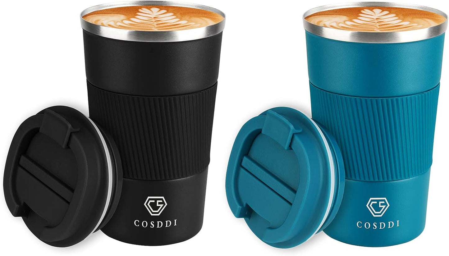 CS COSDDI 12 oz Coffee mug - Stainless Steel Coffee Cup with Leakproof Lid | Stainless Steel Double-wall insulation, 6-Hour Heat Retention, 360°Leak proof, BPA-free, Reusable And To Go Coffee Mug
