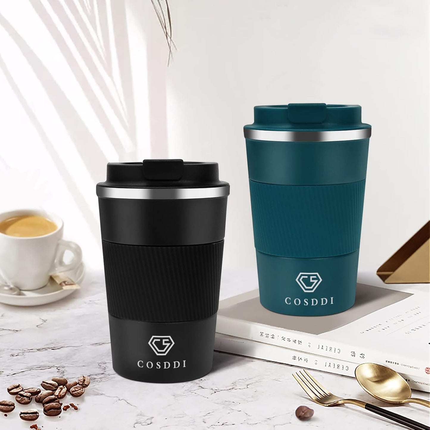 CS COSDDI 12 oz Coffee mug - Stainless Steel Coffee Cup with Leakproof Lid | Stainless Steel Double-wall insulation, 6-Hour Heat Retention, 360°Leak proof, BPA-free, Reusable And To Go Coffee Mug