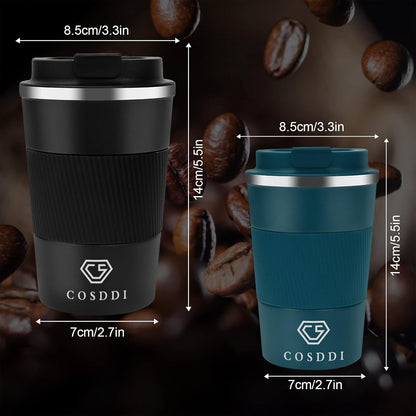 CS COSDDI 12 oz Coffee mug - Stainless Steel Coffee Cup with Leakproof Lid | Stainless Steel Double-wall insulation, 6-Hour Heat Retention, 360°Leak proof, BPA-free, Reusable And To Go Coffee Mug