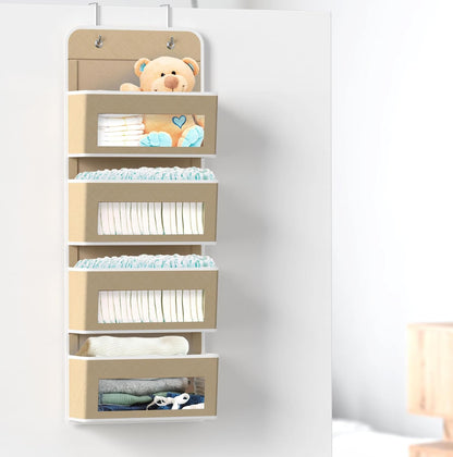 4 Clear Window Pocket Over Door Hanging Organizer, Black
