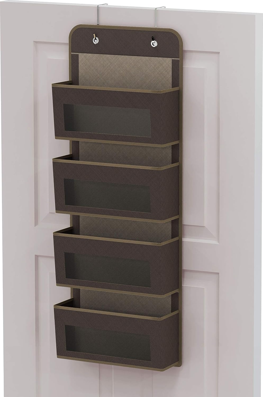 4 Clear Window Pocket Over Door Hanging Organizer, Black