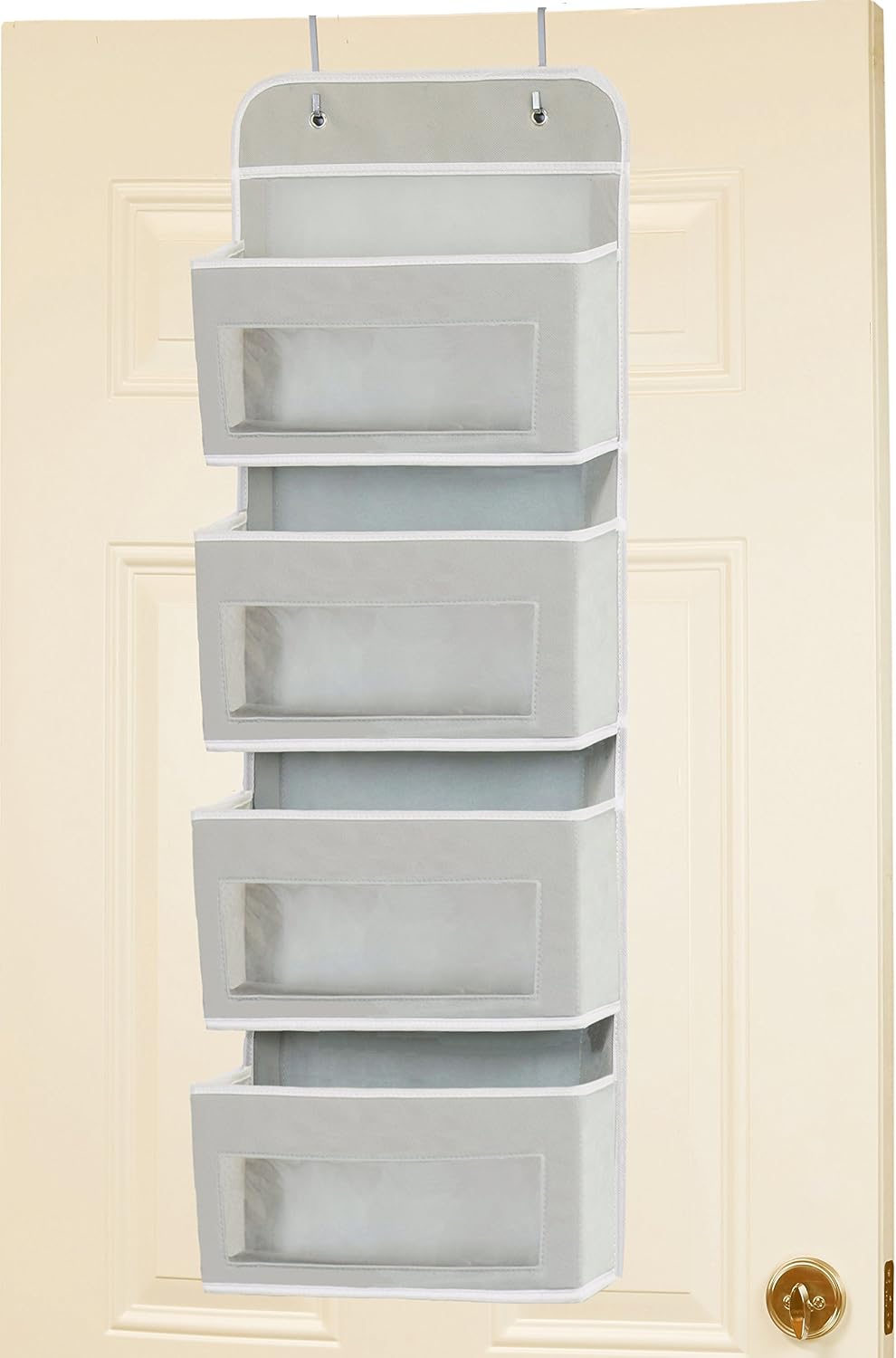 4 Clear Window Pocket Over Door Hanging Organizer, Black