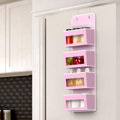 4 Clear Window Pocket Over Door Hanging Organizer, Black