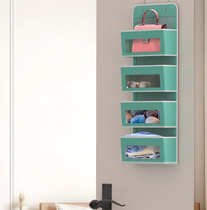 4 Clear Window Pocket Over Door Hanging Organizer, Black