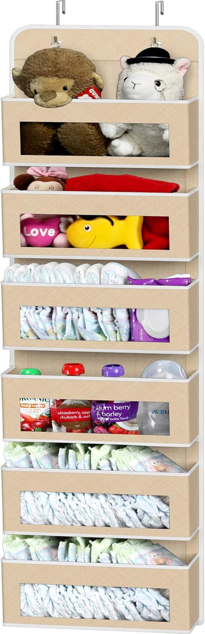 4 Clear Window Pocket Over Door Hanging Organizer, Black