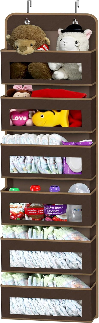 4 Clear Window Pocket Over Door Hanging Organizer, Black