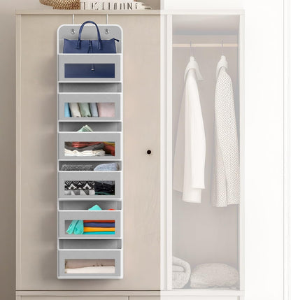 4 Clear Window Pocket Over Door Hanging Organizer, Black
