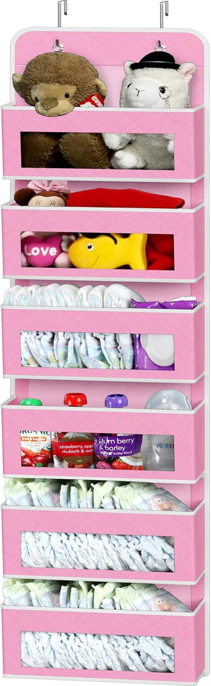 4 Clear Window Pocket Over Door Hanging Organizer, Black