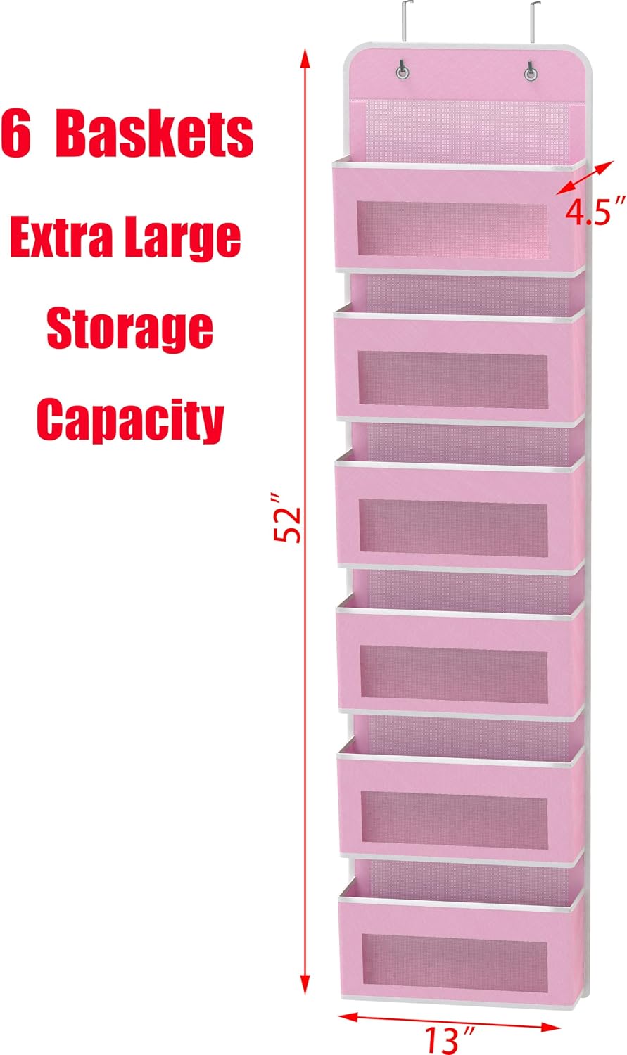 4 Clear Window Pocket Over Door Hanging Organizer, Black