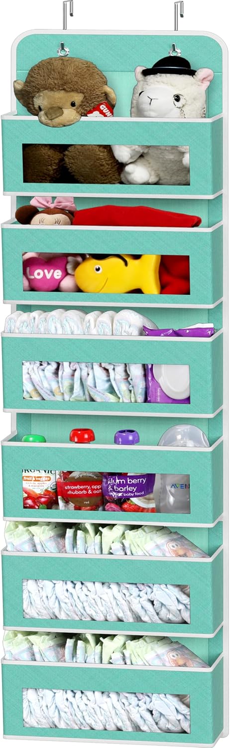 4 Clear Window Pocket Over Door Hanging Organizer, Black