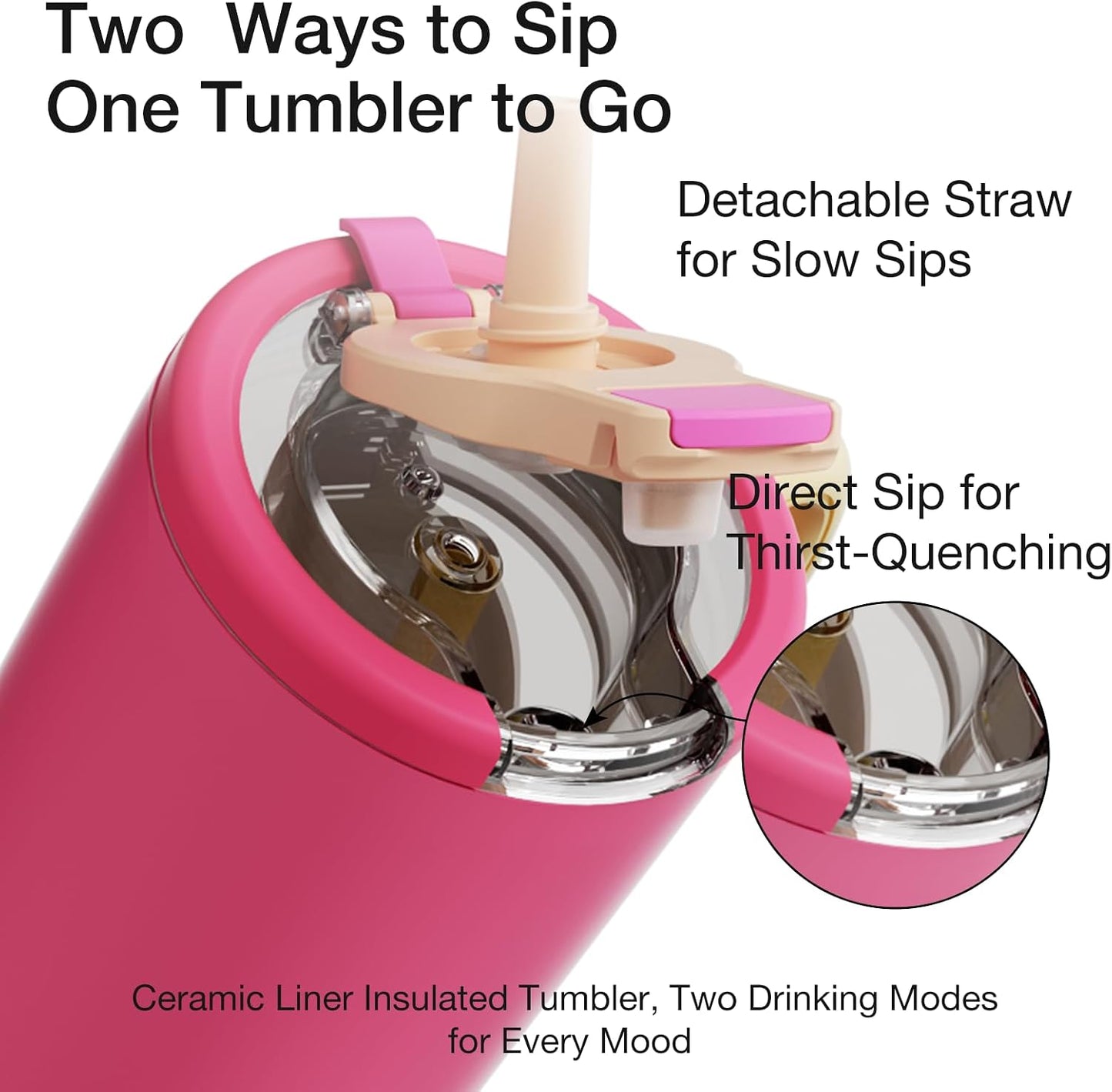 Coffee Tumbler with Straw 23oz Insulated Travel Coffee Mugs | 316L Stainless Steel Insulated Tumbler with Handle for Tea, Cold Hot Beverages at Home Office Camping or on the Go Travel Mug