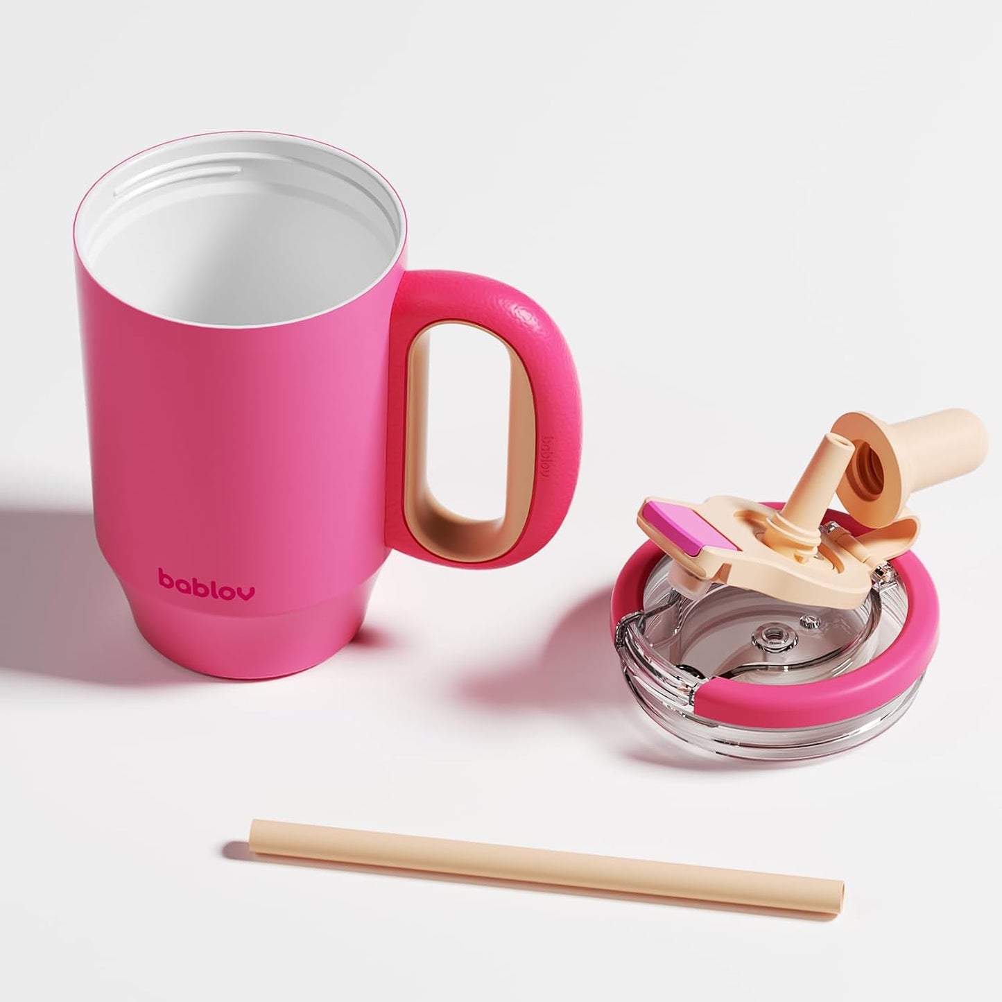 Coffee Tumbler with Straw 23oz Insulated Travel Coffee Mugs | 316L Stainless Steel Insulated Tumbler with Handle for Tea, Cold Hot Beverages at Home Office Camping or on the Go Travel Mug