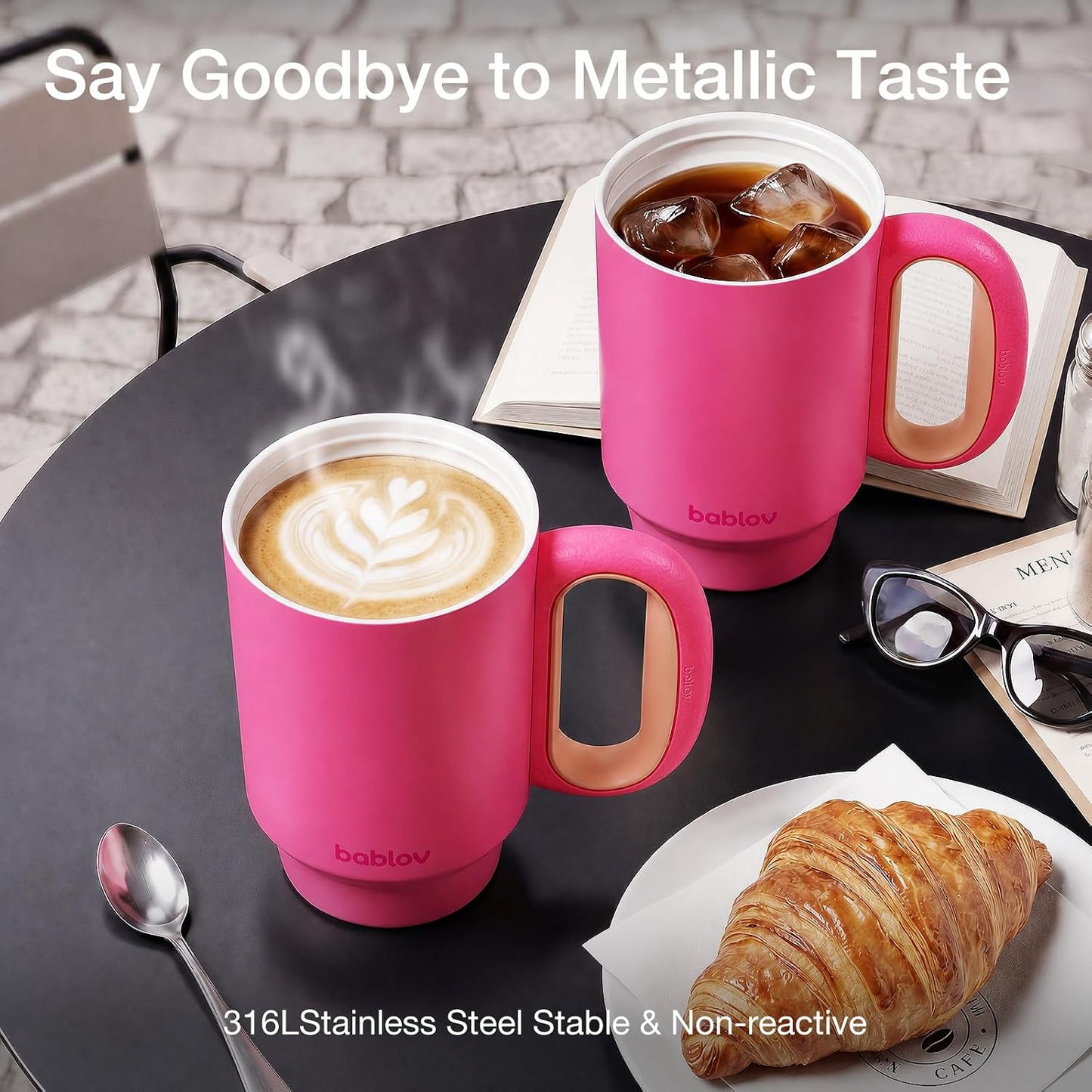 Coffee Tumbler with Straw 23oz Insulated Travel Coffee Mugs | 316L Stainless Steel Insulated Tumbler with Handle for Tea, Cold Hot Beverages at Home Office Camping or on the Go Travel Mug