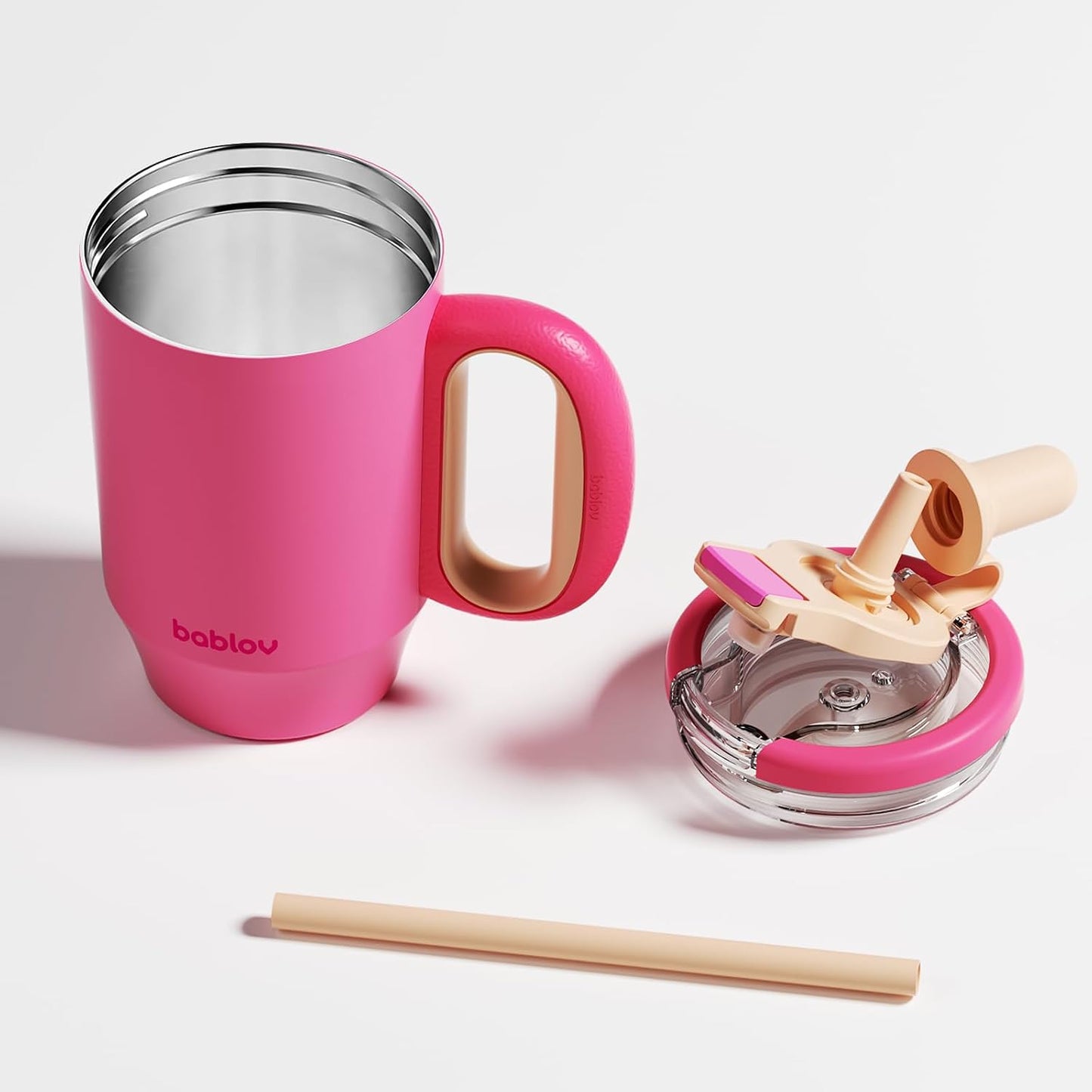 Coffee Tumbler with Straw 23oz Insulated Travel Coffee Mugs | 316L Stainless Steel Insulated Tumbler with Handle for Tea, Cold Hot Beverages at Home Office Camping or on the Go Travel Mug