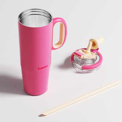 Coffee Tumbler with Straw 23oz Insulated Travel Coffee Mugs | 316L Stainless Steel Insulated Tumbler with Handle for Tea, Cold Hot Beverages at Home Office Camping or on the Go Travel Mug