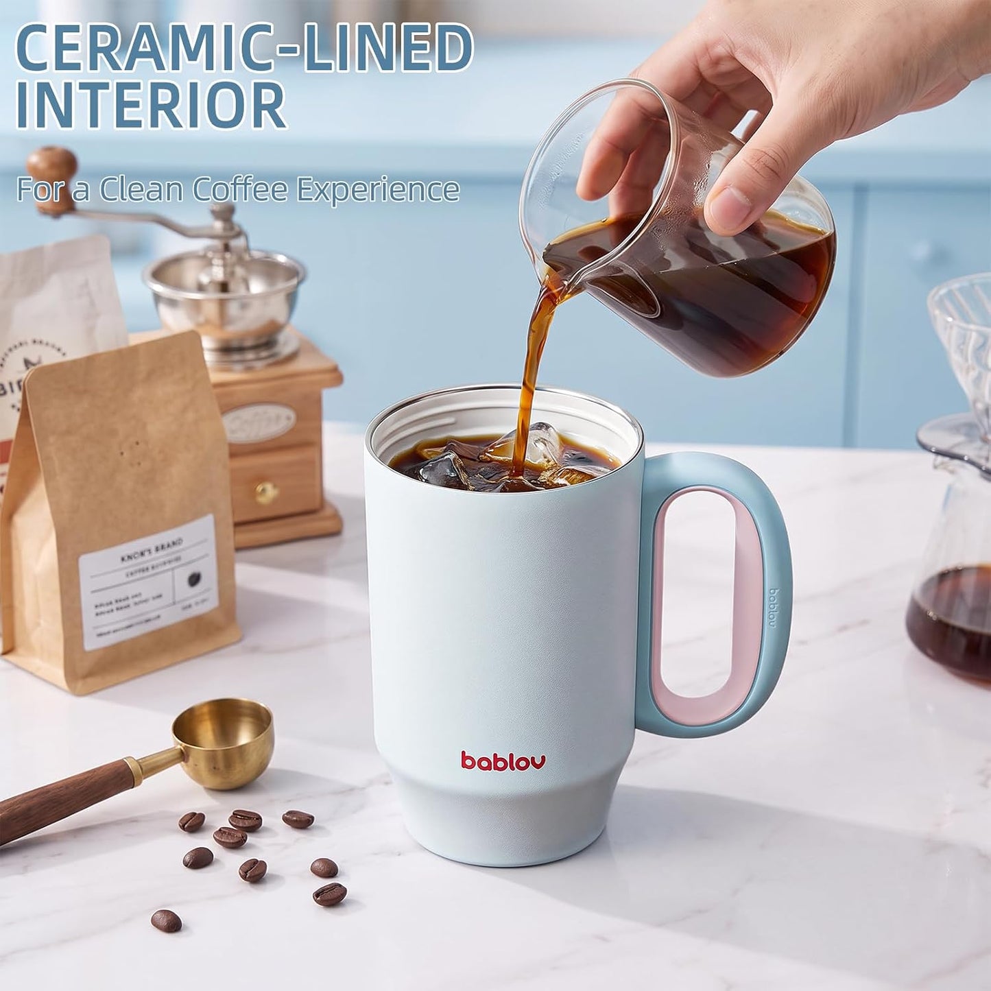 Coffee Tumbler with Straw 23oz Insulated Travel Coffee Mugs | 316L Stainless Steel Insulated Tumbler with Handle for Tea, Cold Hot Beverages at Home Office Camping or on the Go Travel Mug