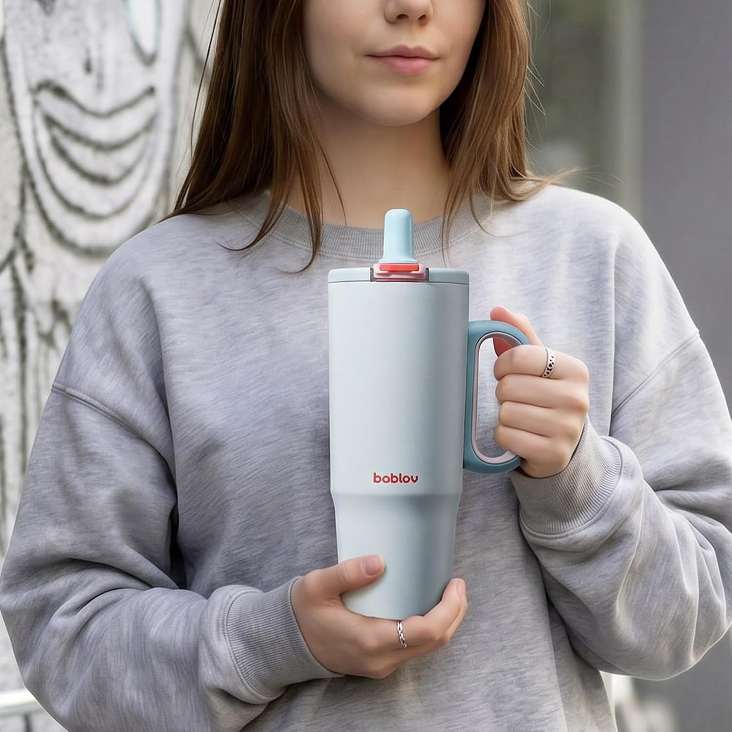 Coffee Tumbler with Straw 23oz Insulated Travel Coffee Mugs | 316L Stainless Steel Insulated Tumbler with Handle for Tea, Cold Hot Beverages at Home Office Camping or on the Go Travel Mug