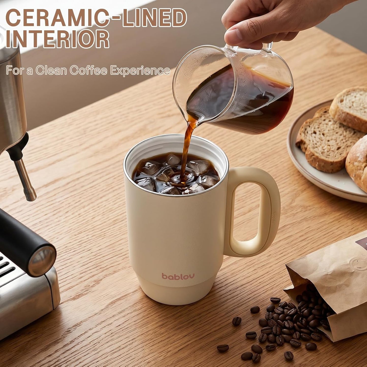 Coffee Tumbler with Straw 23oz Insulated Travel Coffee Mugs | 316L Stainless Steel Insulated Tumbler with Handle for Tea, Cold Hot Beverages at Home Office Camping or on the Go Travel Mug