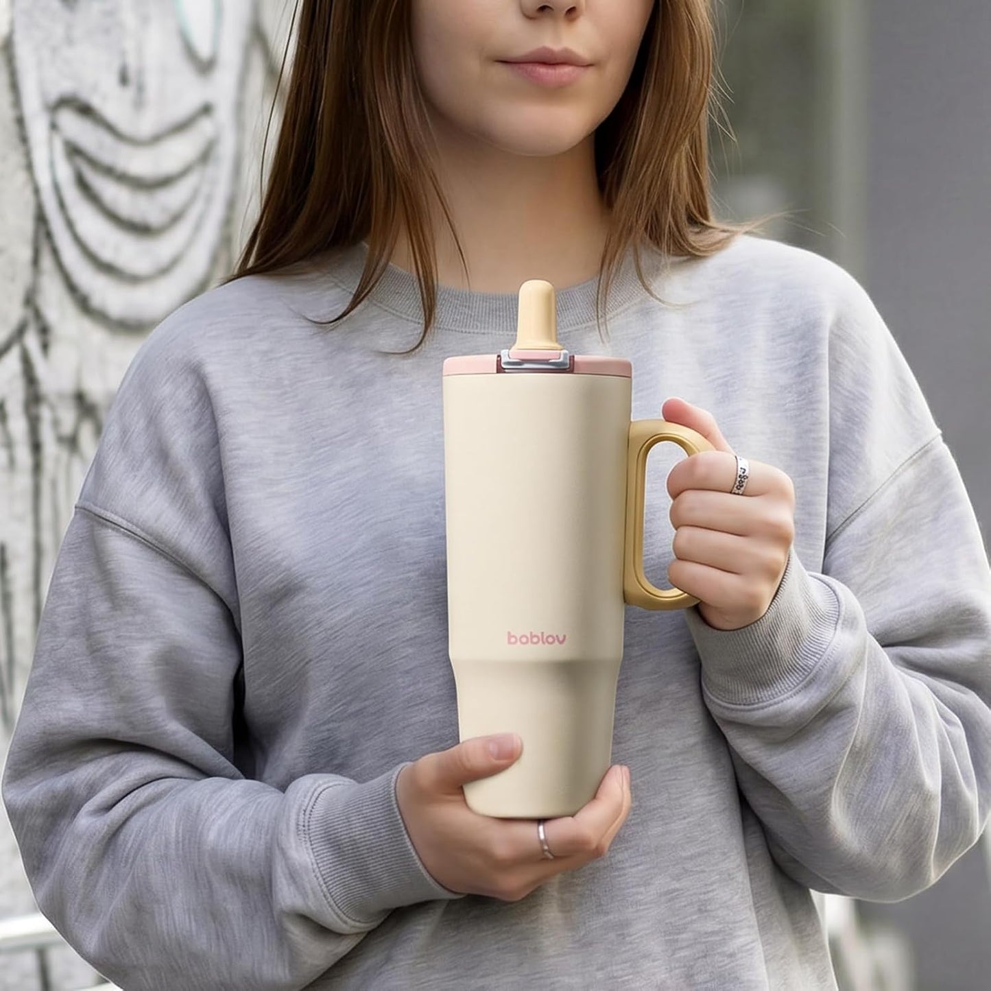Coffee Tumbler with Straw 23oz Insulated Travel Coffee Mugs | 316L Stainless Steel Insulated Tumbler with Handle for Tea, Cold Hot Beverages at Home Office Camping or on the Go Travel Mug