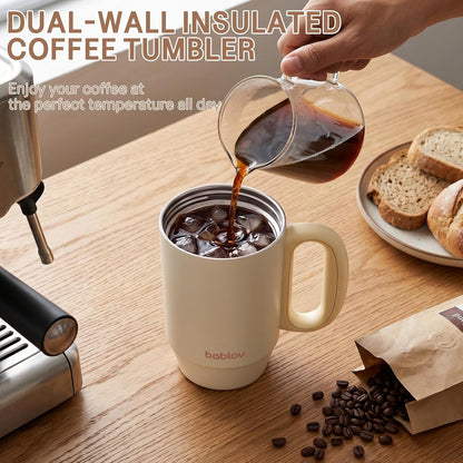 Coffee Tumbler with Straw 23oz Insulated Travel Coffee Mugs | 316L Stainless Steel Insulated Tumbler with Handle for Tea, Cold Hot Beverages at Home Office Camping or on the Go Travel Mug
