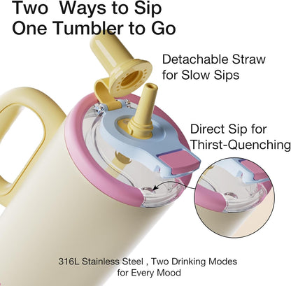 Coffee Tumbler with Straw 23oz Insulated Travel Coffee Mugs | 316L Stainless Steel Insulated Tumbler with Handle for Tea, Cold Hot Beverages at Home Office Camping or on the Go Travel Mug