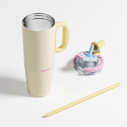 Coffee Tumbler with Straw 23oz Insulated Travel Coffee Mugs | 316L Stainless Steel Insulated Tumbler with Handle for Tea, Cold Hot Beverages at Home Office Camping or on the Go Travel Mug