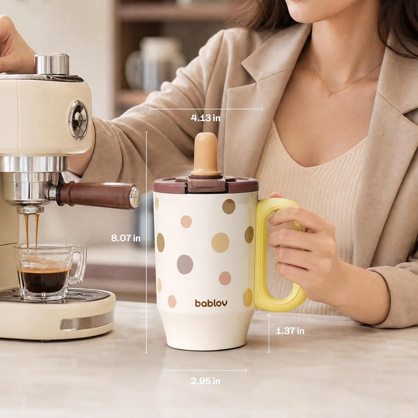 Coffee Tumbler with Straw 23oz Insulated Travel Coffee Mugs | 316L Stainless Steel Insulated Tumbler with Handle for Tea, Cold Hot Beverages at Home Office Camping or on the Go Travel Mug