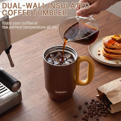 Coffee Tumbler with Straw 23oz Insulated Travel Coffee Mugs | 316L Stainless Steel Insulated Tumbler with Handle for Tea, Cold Hot Beverages at Home Office Camping or on the Go Travel Mug