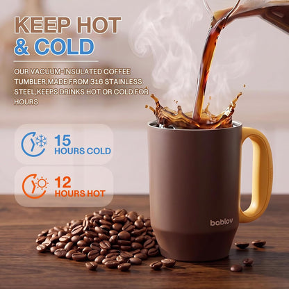 Coffee Tumbler with Straw 23oz Insulated Travel Coffee Mugs | 316L Stainless Steel Insulated Tumbler with Handle for Tea, Cold Hot Beverages at Home Office Camping or on the Go Travel Mug