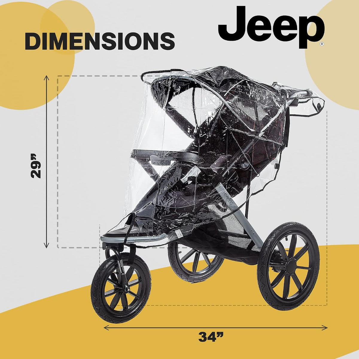 Jogging Stroller Weather Shield, Baby Rain Cover, Universal Size to fit most Jogging Strollers, Waterproof, Windproof, Ventilation,Protection, Pram,Vinyl, Clear, Plastic