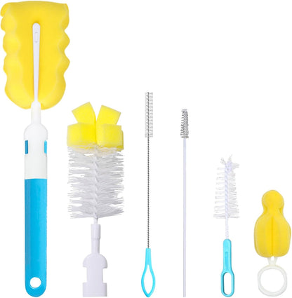 Baby Bottle Cleaning Brush 6-Piece Set Detachable Sponge Bottle Brush, Nylon Milk Bottle Brush, 2PCS Nipple Brush, 2PCS Straw Brush (Green)
