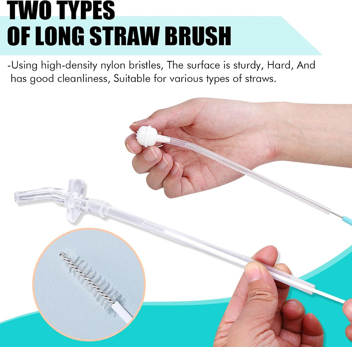 Baby Bottle Cleaning Brush 6-Piece Set Detachable Sponge Bottle Brush, Nylon Milk Bottle Brush, 2PCS Nipple Brush, 2PCS Straw Brush (Green)