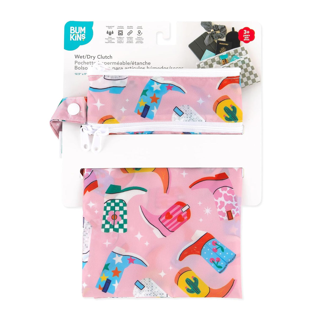 Roamio Waterproof Wet Bag for Baby, Travel, Swim Suit, Cloth Diapers, Pump Parts, Pool, Beach, Gym Clothes, Toiletry, Hook to Stroller, Daycare, Zip Reusable Wetdry Packing Pouch, Multi Check - Colors B