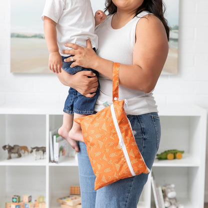 Roamio Waterproof Wet Bag for Baby, Travel, Swim Suit, Cloth Diapers, Pump Parts, Pool, Beach, Gym Clothes, Toiletry, Hook to Stroller, Daycare, Zip Reusable Wetdry Packing Pouch, Multi Check - Colors B