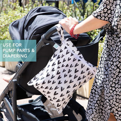 Roamio Waterproof Wet Bag for Baby, Travel, Swim Suit, Cloth Diapers, Pump Parts, Pool, Beach, Gym Clothes, Toiletry, Hook to Stroller, Daycare, Zip Reusable Wetdry Packing Pouch, Multi Check - Colors B