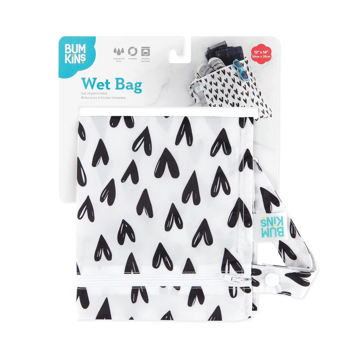 Roamio Waterproof Wet Bag for Baby, Travel, Swim Suit, Cloth Diapers, Pump Parts, Pool, Beach, Gym Clothes, Toiletry, Hook to Stroller, Daycare, Zip Reusable Wetdry Packing Pouch, Multi Check - Colors B