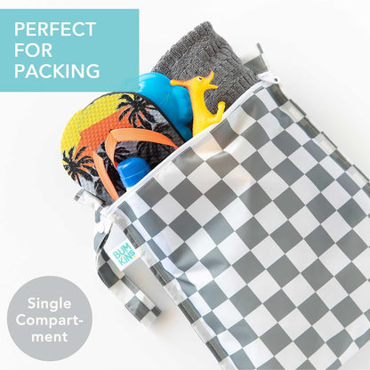 Roamio Waterproof Wet Bag for Baby, Travel, Swim Suit, Cloth Diapers, Pump Parts, Pool, Beach, Gym Clothes, Toiletry, Hook to Stroller, Daycare, Zip Reusable Wetdry Packing Pouch, Multi Check - Colors B