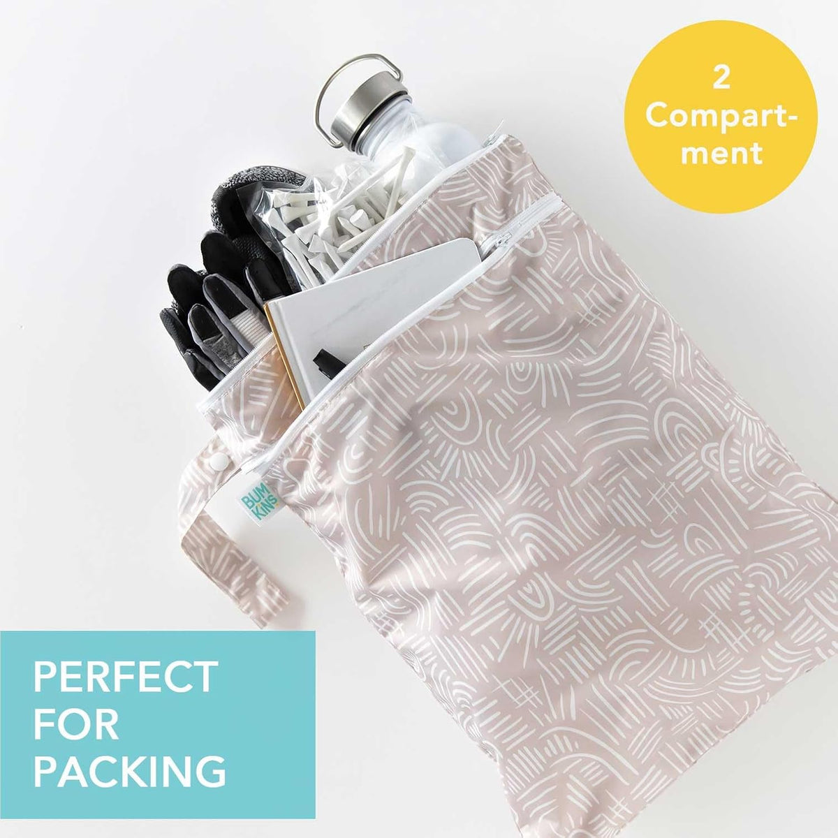 Roamio Waterproof Wet Bag for Baby, Travel, Swim Suit, Cloth Diapers, Pump Parts, Pool, Beach, Gym Clothes, Toiletry, Hook to Stroller, Daycare, Zip Reusable Wetdry Packing Pouch, Multi Check - Colors B
